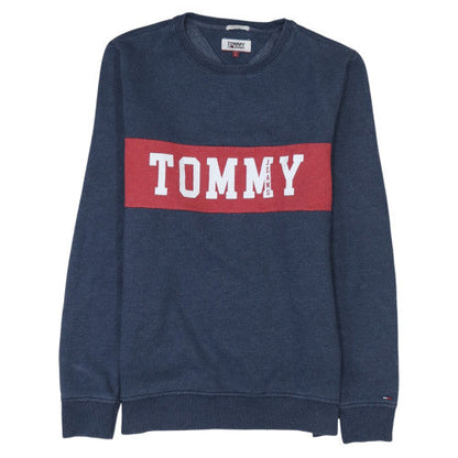 Mens UK Size L Tommy Jeans Blue Pullover Sweatshirt