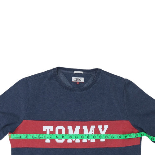 Mens UK Size L Tommy Jeans Blue Pullover Sweatshirt
