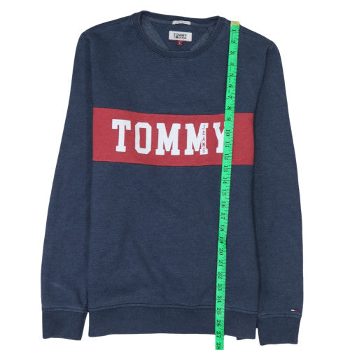 Mens UK Size L Tommy Jeans Blue Pullover Sweatshirt