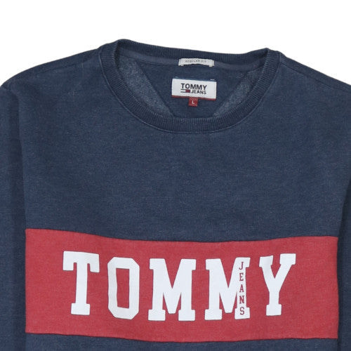 Mens UK Size L Tommy Jeans Blue Pullover Sweatshirt