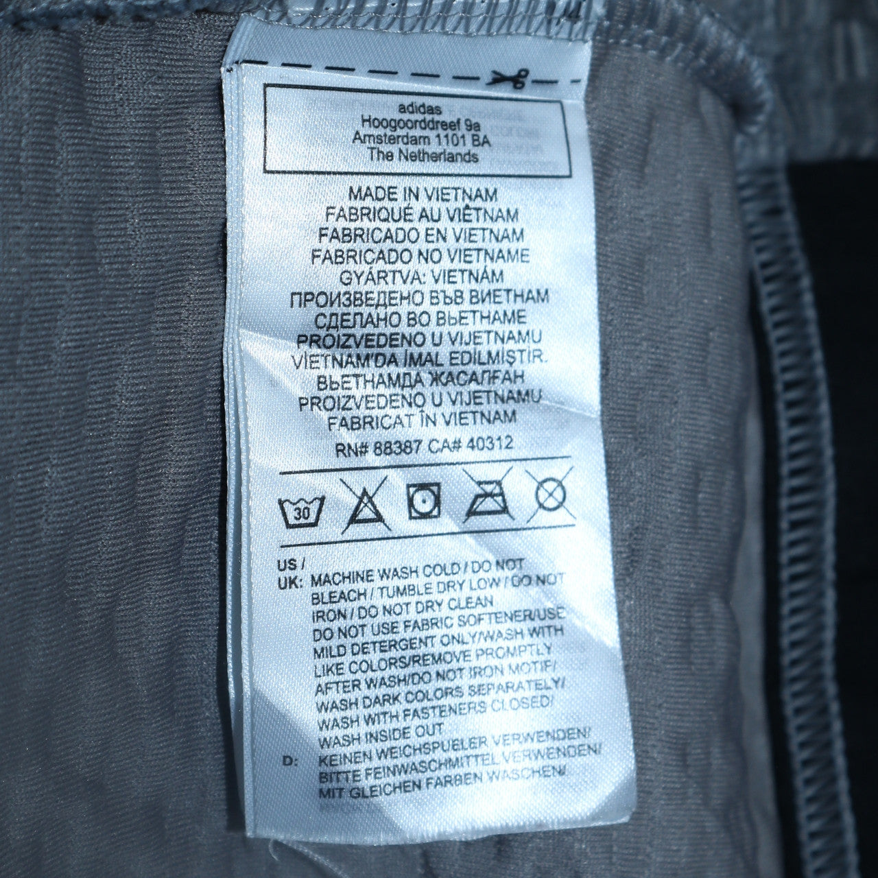 Mens UK Size L adidas Grey Full Zip Sweatshirt