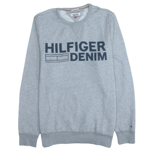 Mens UK Size L Hilfiger Denim Grey Pullover Sweatshirt
