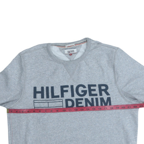 Mens UK Size L Hilfiger Denim Grey Pullover Sweatshirt