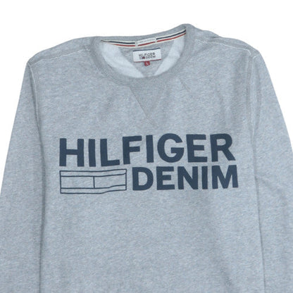 Mens UK Size L Hilfiger Denim Grey Pullover Sweatshirt