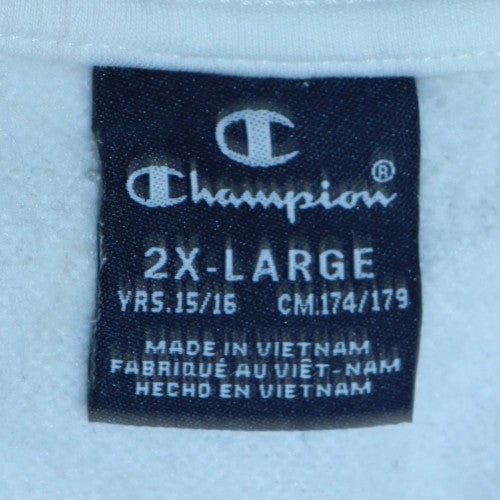 Champion Boys White 2XL Pullover Sweatshirt with Logo Detail
