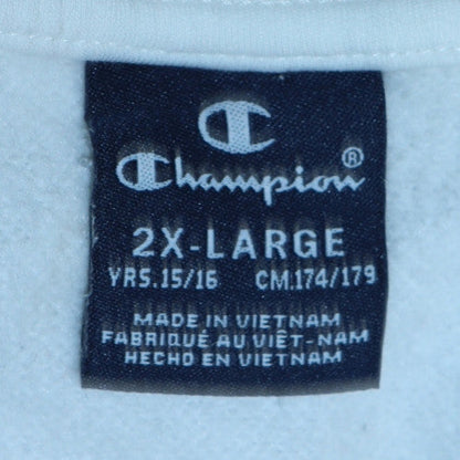 Champion Boys White 2XL Pullover Sweatshirt with Logo Detail