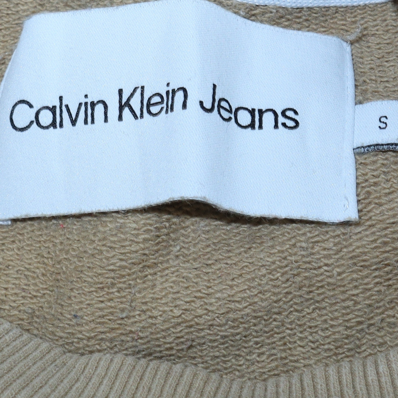 Mens UK Size S Calvin Klein Jeans Beige Pullover Sweatshirt