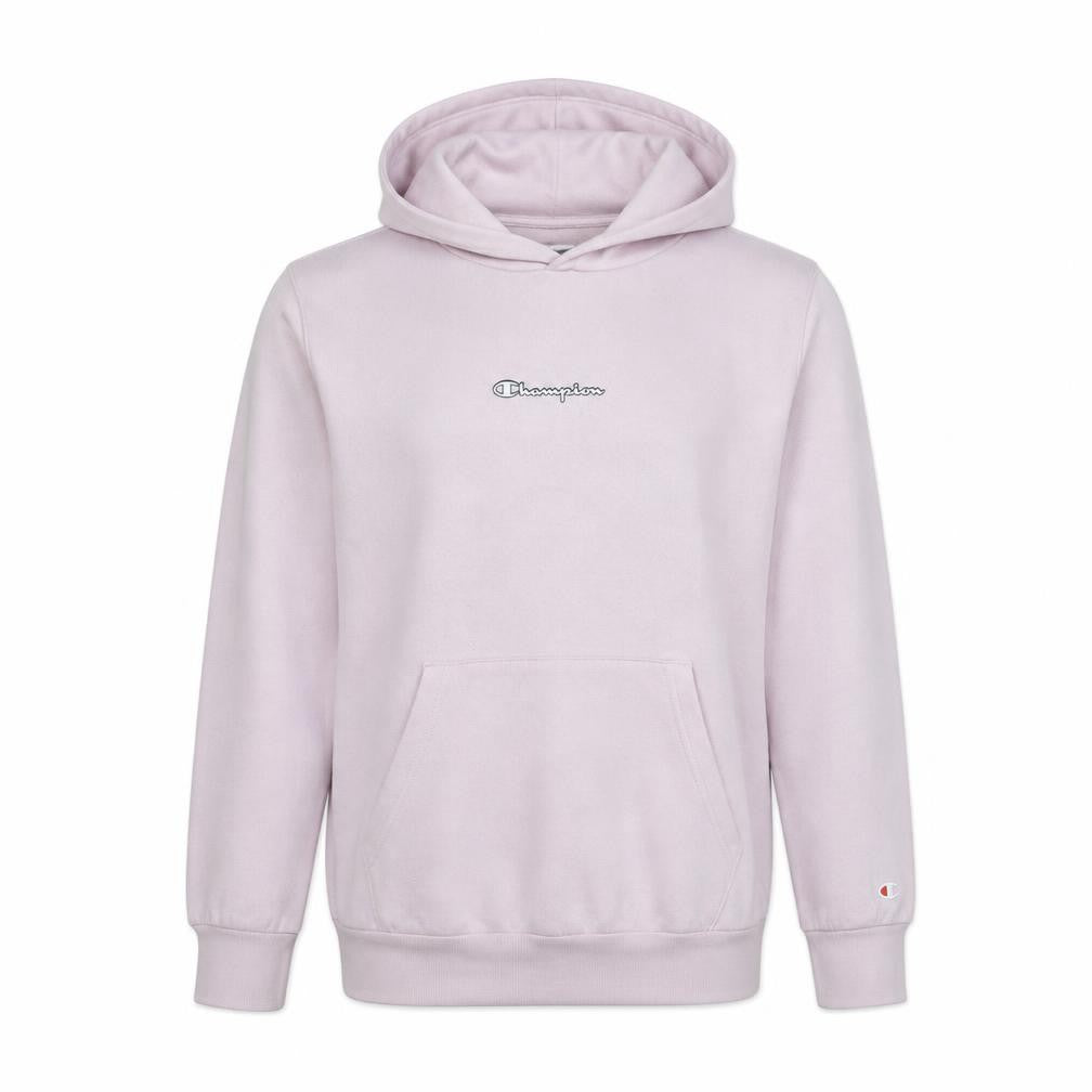 Front view of Champion girls’ pink pullover hoodie 15-16 years logo fleece sweatshirt