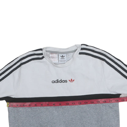 Adidas Boys Grey Colourblock Sweatshirt 13-14 Years Pullover Crew Neck