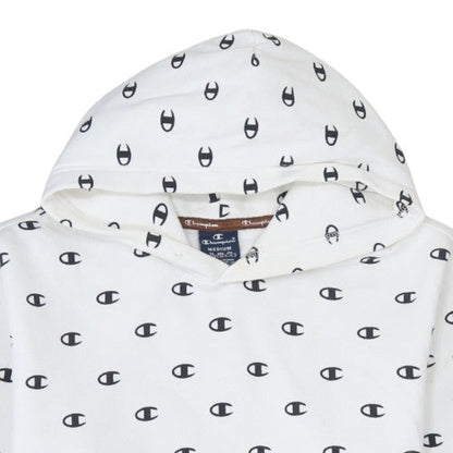 Mens UK Size M Champion White Pullover Hoodie