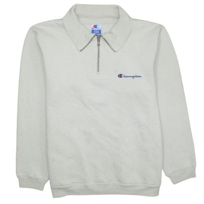 Mens UK Size M Champion White Henley Sweatshirt