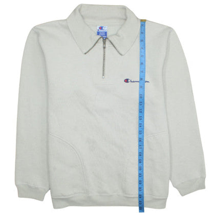 Mens UK Size M Champion White Henley Sweatshirt