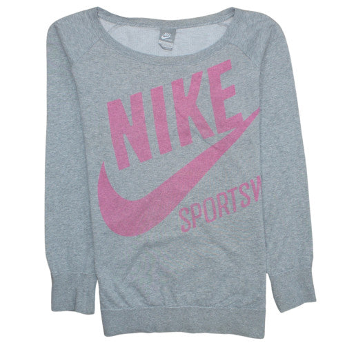 Womens UK Size L Nike Grey Pullover Sweatshirt