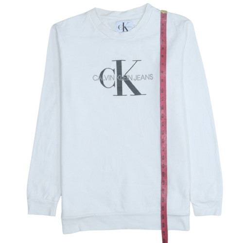 Mens UK Size M Calvin Klein Jeans White Pullover Sweatshirt