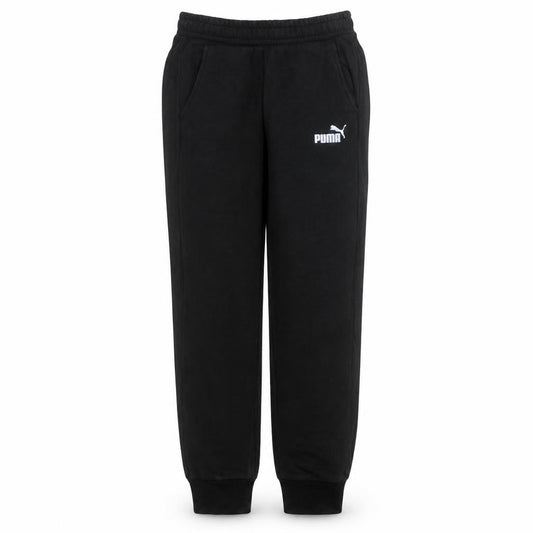 Front view of Puma Men's Black XS Jogger Sweatpants Fleece Elastic Waist Trousers