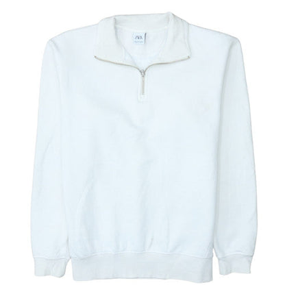 Mens UK Size M Zara White Henley Sweatshirt