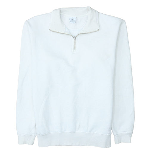 Mens UK Size M Zara White Henley Sweatshirt