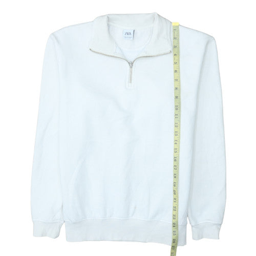 Mens UK Size M Zara White Henley Sweatshirt