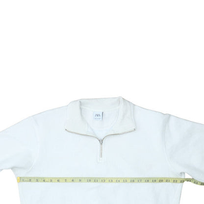 Mens UK Size M Zara White Henley Sweatshirt