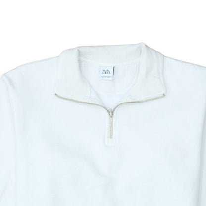 Mens UK Size M Zara White Henley Sweatshirt