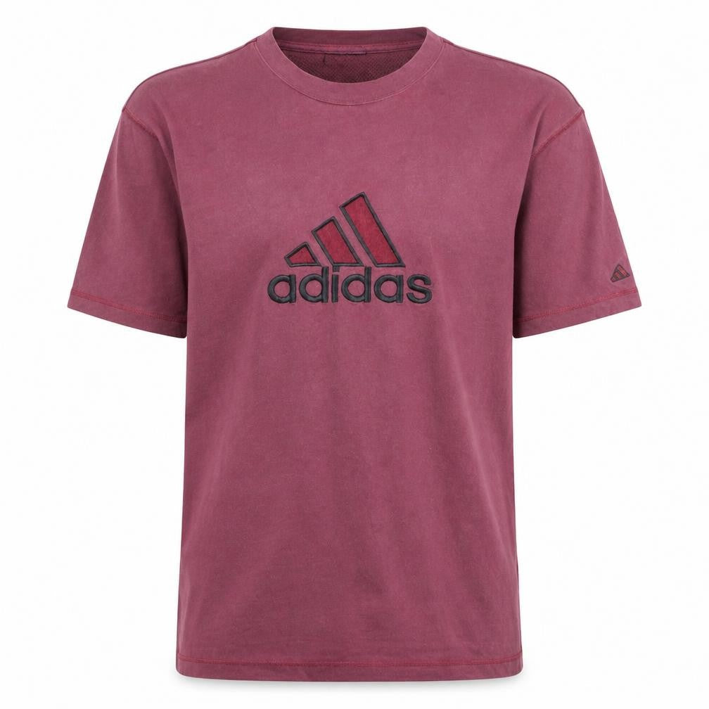 Front view of Adidas Men's Pink Crew Neck Cotton Sports T-Shirt, size L