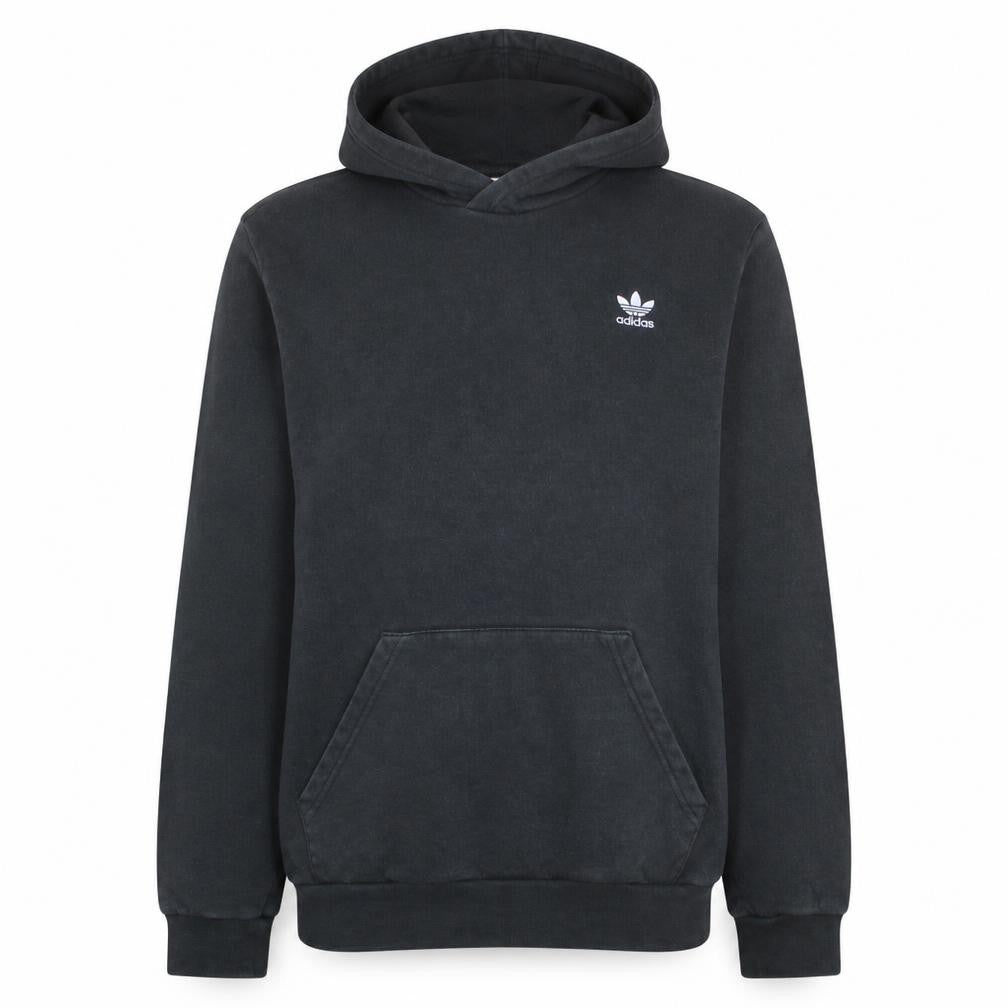 Front view of Adidas Teens Black XL Pullover Hoodie with Logo and Kangaroo Pocket