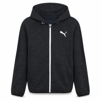 Front view of Puma Men's Black Full Zip Hoodie, size L, Sports Jersey Sweatshirt