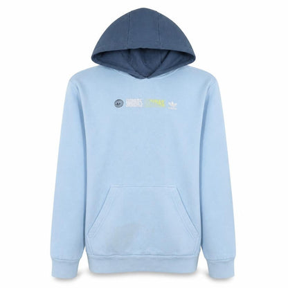 Adidas Boys Blue Graphic Print Pullover Hoodie 15-16 Years Cotton Blend