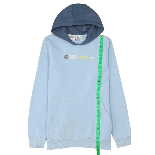 Adidas Boys Blue Graphic Print Pullover Hoodie 15-16 Years Cotton Blend