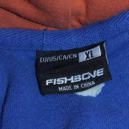 Mens UK Size XL Fishbone Blue Pullover Hoodie