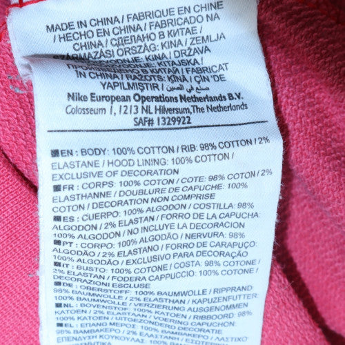 Mens UK Size M Nike Pink Full Zip Hoodie