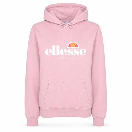 Front view of Ellesse women’s pink hoodie uk 12 pullover cotton blend logo sportwear