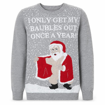 Threadbare Men Grey Christmas Santa Funny Pullover Jumper M