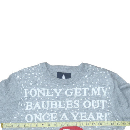 Threadbare Men Grey Christmas Santa Funny Pullover Jumper M