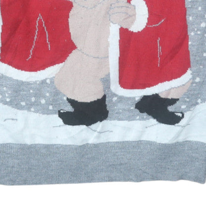 Threadbare Men Grey Christmas Santa Funny Pullover Jumper M