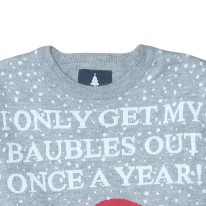 Threadbare Men Grey Christmas Santa Funny Pullover Jumper M
