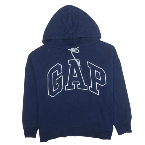 Gap Womens Navy Blue Pullover Hoodie Large Logo Sweatshirt
