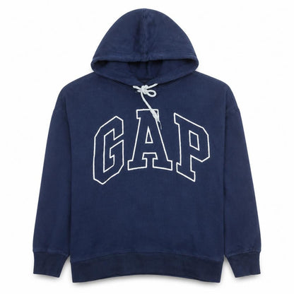 Gap Womens Navy Blue Pullover Hoodie Large Logo Sweatshirt