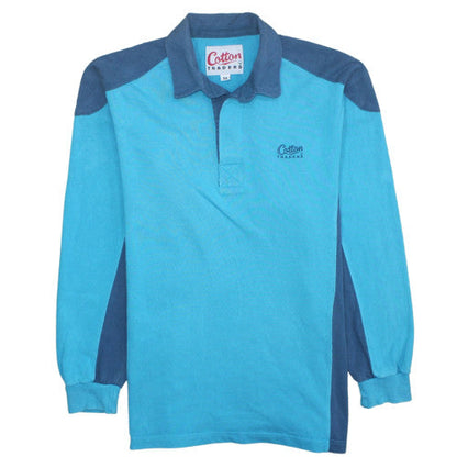 Mens UK Size M Cotton Traders Blue Henley Sweatshirt