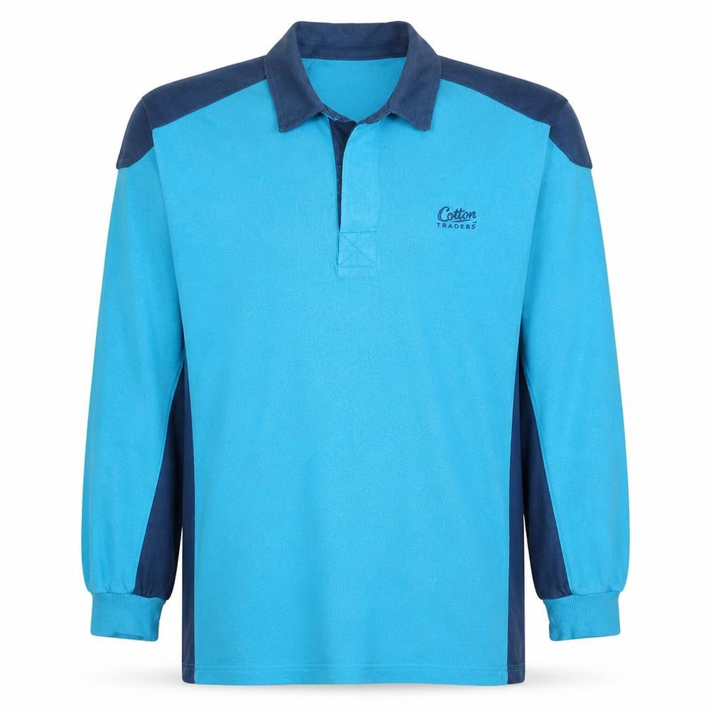Mens UK Size M Cotton Traders Blue Henley Sweatshirt