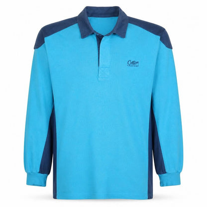 Mens UK Size M Cotton Traders Blue Henley Sweatshirt