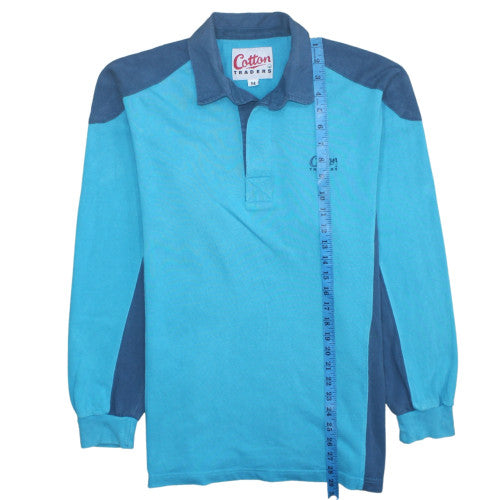 Mens UK Size M Cotton Traders Blue Henley Sweatshirt
