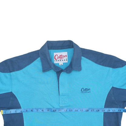 Mens UK Size M Cotton Traders Blue Henley Sweatshirt