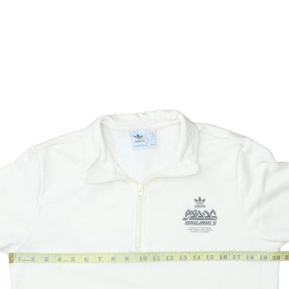 Adidas Boys White 1/2 Zip Fleece Sweatshirt 15-16 Years Originals Logo