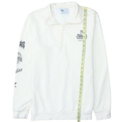 Adidas Boys White 1/2 Zip Fleece Sweatshirt 15-16 Years Originals Logo