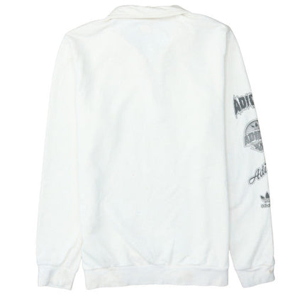 Adidas Boys White 1/2 Zip Fleece Sweatshirt 15-16 Years Originals Logo