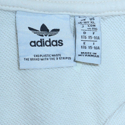Adidas Boys White 1/2 Zip Fleece Sweatshirt 15-16 Years Originals Logo