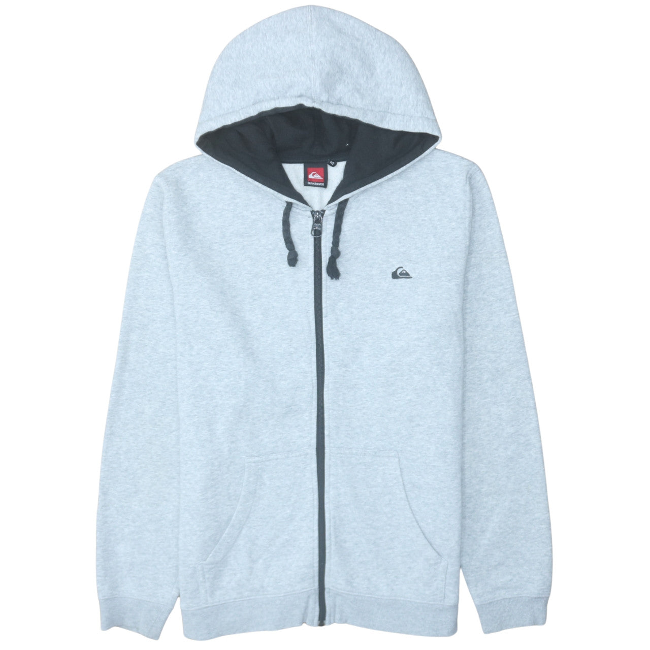 Mens UK Size M Quiksilver Grey Full Zip Hoodie