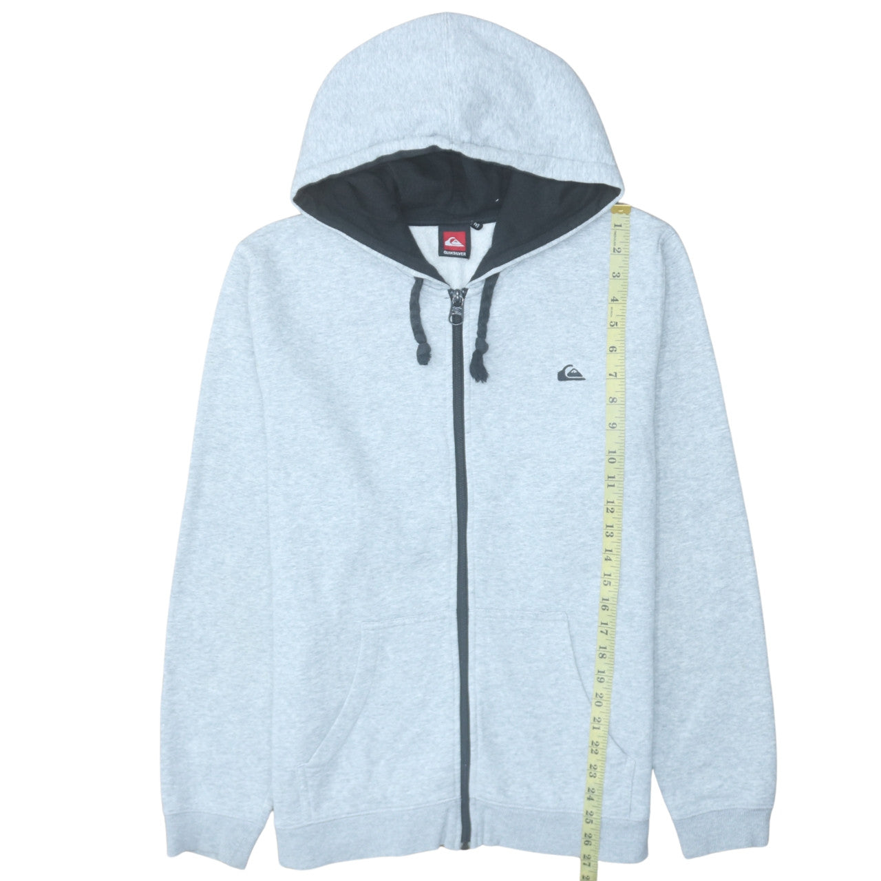 Mens UK Size M Quiksilver Grey Full Zip Hoodie