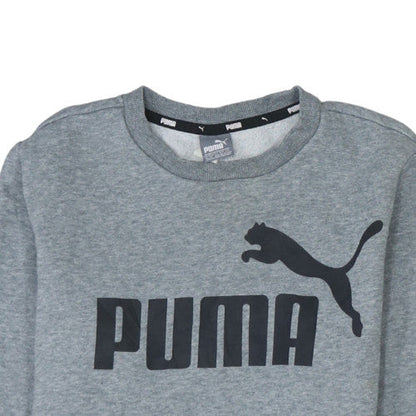 Puma Boys Grey Logo Pullover Sweatshirt 13-14 Years Fleece Regular Fit